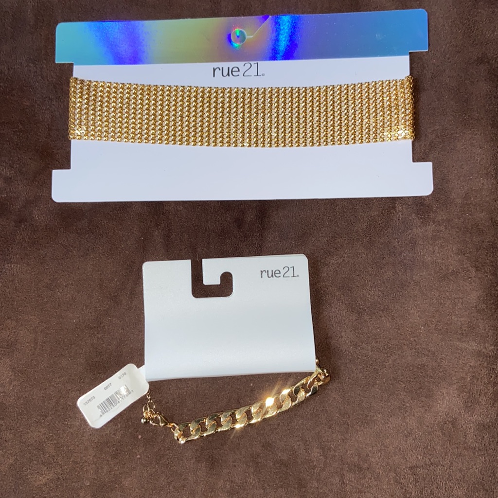 Brand New With Tags Rue 21 Choker And Curb Link Bracelet 18$